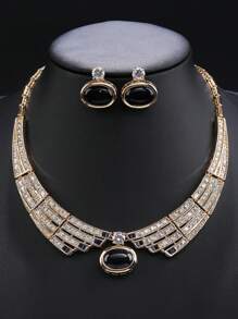 一套三件装奢华立方氧化锆首饰项链和耳环，适合婚礼、派对、新娘礼服、节日、生日礼物等场合。 - 珠寶套裝 - 查看 7