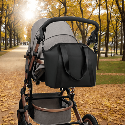 1pc PU Material Diaper Tote Bag With Stroller Hook, Multi-Pocket Design And Adjustable Shoulder Strap, Messenger Crossbody Bag Suitable For Mommy & Baby Outings