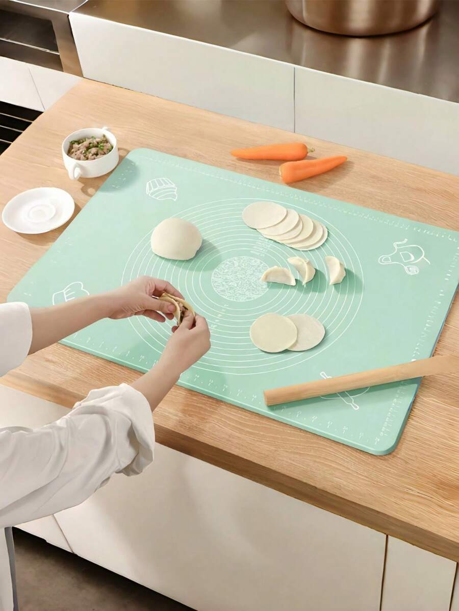 1 件硅胶揉面板，精美硅胶糕点垫，带刻度的不粘烘焙垫，适用于披萨、蛋糕、糕点、面团、糖量、厨房柜台、滚动和储存垫、烤箱、桌子、馅饼和蛋挞皮制作垫