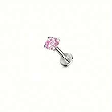 ADYJELY 1/5pcs Stainless Steel Hypoallergenic Inlaid Transparent CZ Lip Nails Nose Rings Studs 16G Internally Threaded Labret Medusa Lip Studs Conch Tragus Earrings Studs Red Pink Blue Black 3mm 4mm 5mm Piercing Jewelry Decoration For Women And Men
