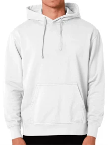 Men's Kangaroo Sweatshirt With Plain Hood Without Print Coat - trắng - Xem 2