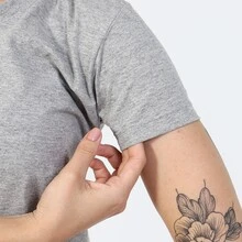 Baby Look Cotton Women's T-Shirt Basic Blouse Gratitude Phrase - 灰色 - 查看 3