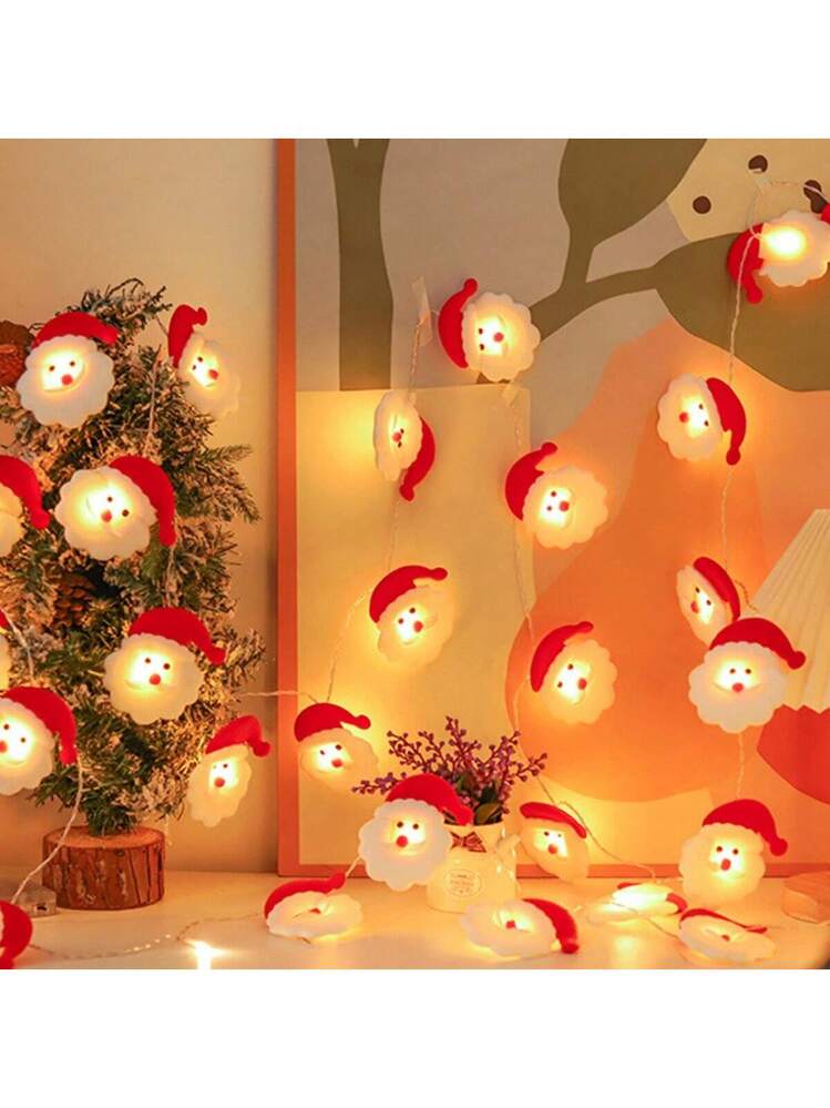 Confezione da 4 luci a LED per albero di Natale, alimentate a batteria, con 50 LED bianco caldo su cavo verde scuro da 5 m, illuminazione ambientale per camera da letto, patio