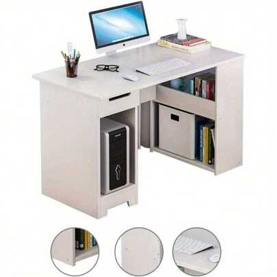 Computer Desk Storage Shelves Study Desk With Sliding Keyboard Wooden Laptop Writing Table 50x24x40CM For Office Home Bedroom