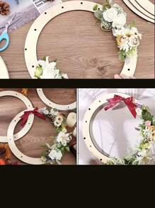 6 peças Armações de Coroa de Madeira Não Pintada de 12 Polegadas com 16 Furos - Anéis Artesanais DIY para Arranjos Florais, Decoração de Casa e Suprimentos de Centros de Mesa para Festa para Pequenos Enfeites