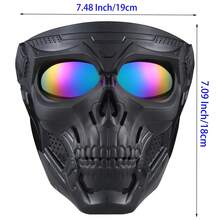 万圣节装饰骷髅面具全脸战术面具适用于 CS 生存游戏射击角色扮演电影彩弹射击万圣节恐怖面具 - 彩色 - 查看 7
