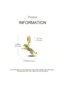 1 mặt dây chuyền hình báo mạ bạc, họa tiết động vật vàng, thích hợp làm vòng tay tự làm cho nữ. - Vàng - Xem 3