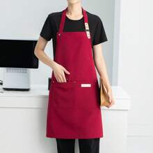 1 件防水帆布围裙，耐用，适合厨师、服务员/女服务员、面包店、沙龙、家庭清洁、烧烤、造型师