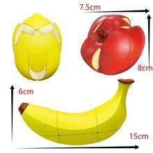 1 pieza Juguete de rompecabezas de fruta con formas de manzana, limón y plátano de 3x3x3 cm, colorido - Multicolor - Ver 3