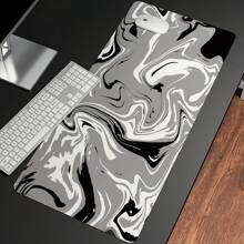 Fluid Pattern Gaming Mouse Pad For Desk,Desk Mat With Non-Slip Base,Large Mouse Pad Gaming Mousepad, Mouse Mat Desk Pad With Seamed Edges Mousepad For Gaming,Home,Black-Gray