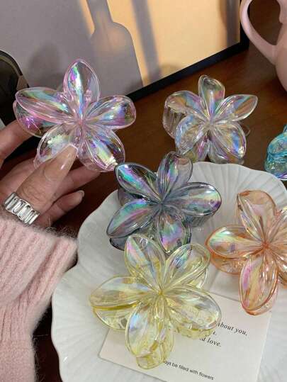 6pcs/1pc Plumeria Hair Clips For Women, Hairpin For Back Hair, Hair Claw, Seaside Resort Style Hair Accessories Hair Jaw Clip Hair Clamps Hair Clutch Hair Catcher Clip