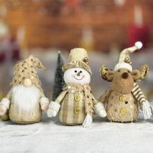 圣诞装饰品，金色无面圣诞老人、雪人和驯鹿雕像，适用于桌面和展示，圣诞节 - 金色坐姿無腳 - 查看 12