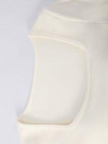 Women's White Knit Threaded Long Sleeve Low Neck High Stretch T-Shirt, Fashion Simple Casual Early Fall Bottom Shirt, Long Sleeve T-Shirt Long Sleeve Bottom Shirt Bottom Tops