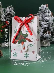 3/5 件圣诞礼品袋，创意蝴蝶结和雪花印花圣诞纸袋，糖果/零食袋圣诞节圣诞装饰品圣诞睡衣圣诞礼物圣诞装饰 - 彩色 - 查看 8