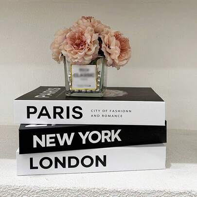 1pc/2pcs/3pcs Foldable Fake Book Decor, Paris/London/New York English Text, Fashion Artificial Book Ornament, Craft Decoration Model For Cafe, Hotel, Home, Office, Showroom, Nordic Style Prop For Photography, Filming, Live Streaming Best Gifts Birthday Graduation