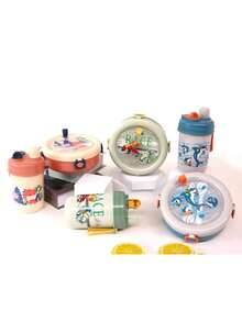 Children's Lunch Box Kit With Plastic Cutlery And 400 Ml Bottle Lunch Box Set/Lunch Box Spoon Fork Free - Màu xanh lam - Xem 4