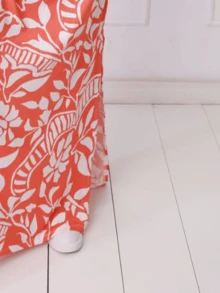 Evas Summer Printed Mesh Dress With Straps - 橘色 - 查看 3