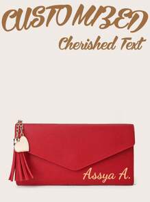 1pc Customizable Long Wallet With Cash Card & ID Slots Personalized Name And Heart Tassel Charm For Women Wallet Long - Multicolor - View 1