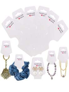 25/50/100pcs Necklace Scrunchies Storage Display Cards, White Gift Packaging Tags - White - View 1