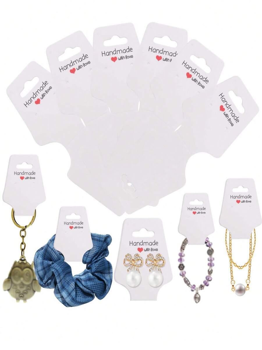 25/50/100pcs Necklace Scrunchies Storage Display Cards, White Gift Packaging Tags - White - View 1