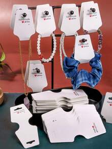 25/50/100pcs Necklace Scrunchies Storage Display Cards, White Gift Packaging Tags - White - View 2