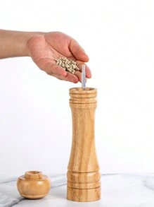 1pc/2pcs Wooden Pepper Mill & Salt Grinder Spice Jar - Beige - View 3