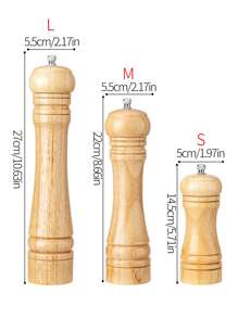 1pc/2pcs Wooden Pepper Mill & Salt Grinder Spice Jar - Beige - View 2