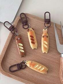 1 Stück süßer Cartoon französischer Brot-Bär/Hund/Katze/Hasen-förmiger Schlüsselanhänger, Geschenktasche Anhänger, Schlüsselanhänger Accessoires für Frauen