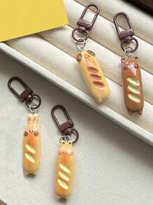 1 Stück süßer Cartoon französischer Brot-Bär/Hund/Katze/Hasen-förmiger Schlüsselanhänger, Geschenktasche Anhänger, Schlüsselanhänger Accessoires für Frauen