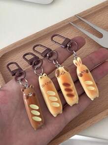 1 Stück süßer Cartoon französischer Brot-Bär/Hund/Katze/Hasen-förmiger Schlüsselanhänger, Geschenktasche Anhänger, Schlüsselanhänger Accessoires für Frauen