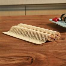 Non-Stick Sushi Rolling Mat And Rice Ball Mold - Bamboo DIY Kitchen Gadgets For Easy And Reusable Sushi Making, Non-Slip Durable Healthy And Safe - Wood Color - View 3