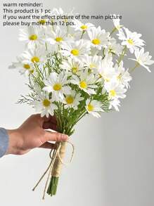 1PCS/2PCS/6PCS 洋甘菊仿真花，欧式餐桌小雏菊假花家居装饰，小野菊花，适合春夏季家居餐桌装饰、情人节、生日毕业礼物、秋季装饰、秋季 - 白色 - 查看 13