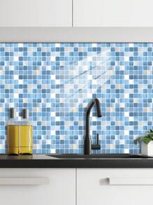 10pcs Geometric Grid Floral Pattern Printed PVC Faux Ceramic Tile Home Decor Wall Stickers, DIY Peel And Stick Wallpaper For Kitchen, Bathroom, Living Room, Waterproof, Removable,Renovation Stickers Peel Wall Panels,Wall Paper, Wallpapers,Spring Decoration Items Refesh Your Home,Rama Decoration Stickers