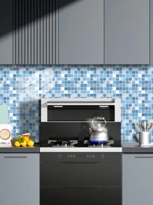 10pcs Geometric Grid Floral Pattern Printed PVC Faux Ceramic Tile Home Decor Wall Stickers, DIY Peel And Stick Wallpaper For Kitchen, Bathroom, Living Room, Waterproof, Removable,Renovation Stickers Peel Wall Panels,Wall Paper, Wallpapers,Spring Decoration Items Refesh Your Home,Rama Decoration Stickers