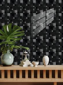 10pcs Geometric Grid Floral Pattern Printed PVC Faux Ceramic Tile Home Decor Wall Stickers, DIY Peel And Stick Wallpaper For Kitchen, Bathroom, Living Room, Waterproof, Removable,Renovation Stickers Peel Wall Panels,Wall Paper, Wallpapers,Spring Decoration Items Refesh Your Home,Rama Decoration Stickers