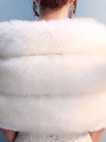 1 chiếc khăn choàng choàng cô dâu màu trắng mềm mại dùng cho váy cưới, áo khoác dày ấm áp dùng cho lễ cưới mùa đông, chụp ảnh du lịch ngoài trời, chắn gió, trang phục Halloween mùa thu cho phụ nữ - A - Xem 5