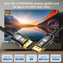 FDBRO 16K DP 2.1 8K@120Hz 4K@240Hz 80Gbps HDR Video Audio Displayport Cable Display Port  For Laptop TV Box Projector Gaming Monitor - 16K DP2.1 (1027) - View 4