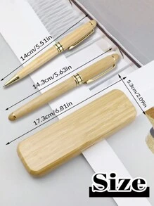 1/2件組個性化姓名筆套組，客製化商務刻字圓珠筆，竹木筆禮盒裝，感恩節教師節禮物，可客製姓名的伸縮式書寫圓珠筆 - 風格3 - 查看 4