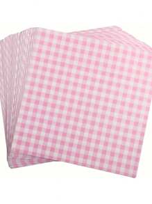 100 件粉色蜡纸内衬，适用于食物篮、三明治、汉堡、网格熟食包装、汉堡盒、便当盒、蛋糕的防油纸