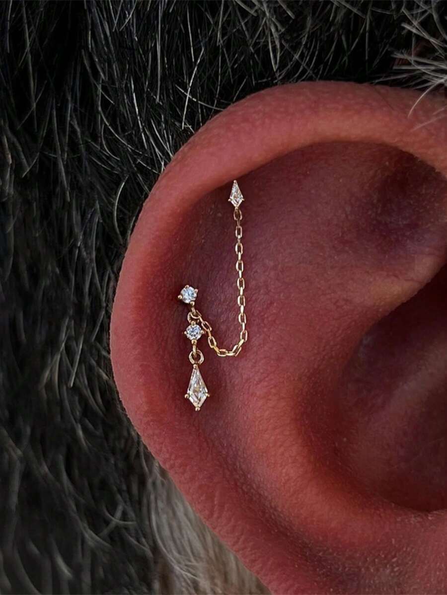 EleRunis 1件925纯银流苏风筝耳钉，扁平耳骨耳饰，适合日常佩戴、婚礼、派对、订婚、周年纪念、情人节等场合。