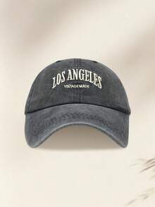 Gorra de béisbol con bordado de letras Los Ángeles, con parte superior profunda y parte superior dura, sensación retro americana de alta calidad. Sombrero de sol - A - Ver 2