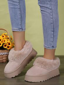 Women Thick Plush Snow Boots, Large Sizes, Warm, Anti-Skid & Insulated For Autumn/Winter