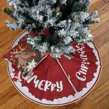 1pc Santa Claus Christmas Tree Skirt - Holiday Atmosphere Decoration, Polyester Material, Home And Party Holiday Decoration, Christmas Party Home Indoor Outdoor Decoration, Christmas Tree Decoration, Christmas Decoration
