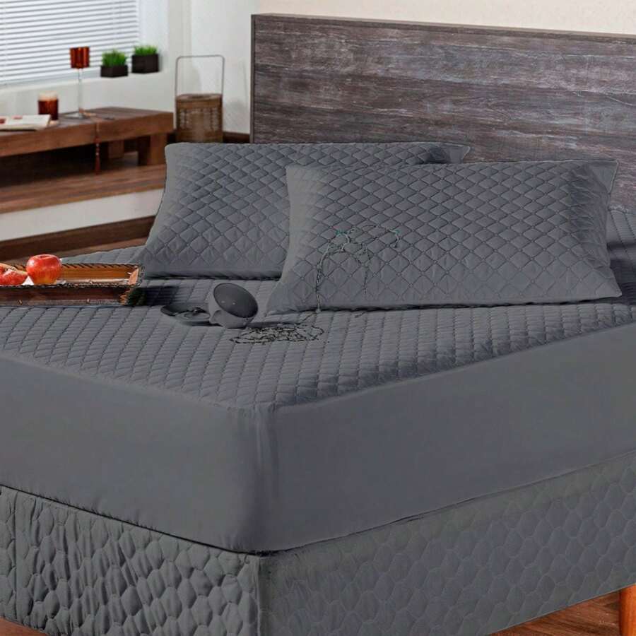 Waterproof Cover Kit For King Bed + 2 Waterproof Pillowcases - 灰色 - 查看 1