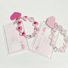 Kpop 透明亚克力照片卡夹钥匙扣，配有可爱水晶绳吊坠，适合偶像收藏品、学校用品、返校季