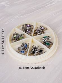18 chiếc hỗn hợp 3D nhện hợp kim bạc móng tay đá quý trang sức móng tay Halloween thiết kế đá quý trang sức móng tay cho móng tay acrylic thủ công phụ kiện móng tay tự làm - Nhiều màu - Xem 3