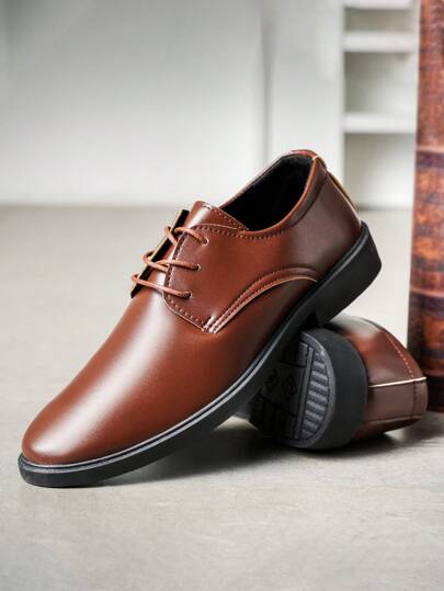 男士黑色系带正装鞋 - 适合婚礼和商务场合的正式真皮正装鞋