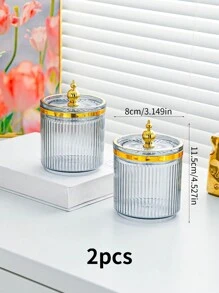 1pc/2pcs/3pcs Storage Jar With Lid & Sealed Metal-Cap, Portable Transparent Candy Jar For Tea, Coffee, Bean, Sugar, Cake, Spice, Home & Kitchen Supplies - Multicolor - View 18
