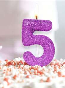 1 pieza Decoración numérica 0-9 para decoración de pastel de fiesta de cumpleaños - Morado - Ver 2