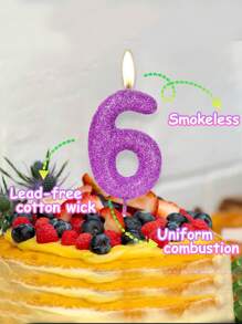 1 pieza Decoración numérica 0-9 para decoración de pastel de fiesta de cumpleaños - Morado - Ver 4